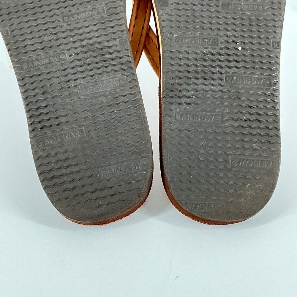 Rainbow Womens Size 9.5 Single Layer Narrow Strap Leather Flip Flop Sandal Thong - Picture 13 of 14